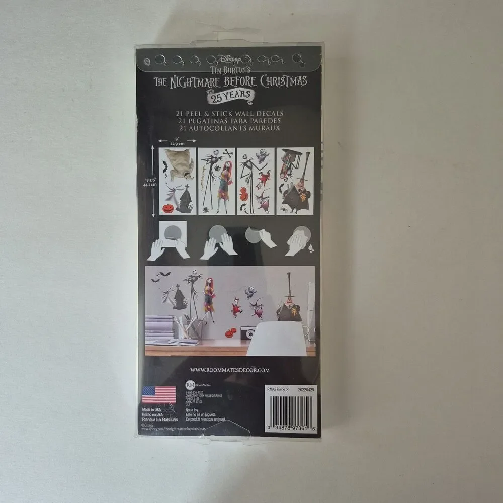 RoomMates 21 Piece Peel and Stick Nightmare Before Christmas Wall Decals NEW